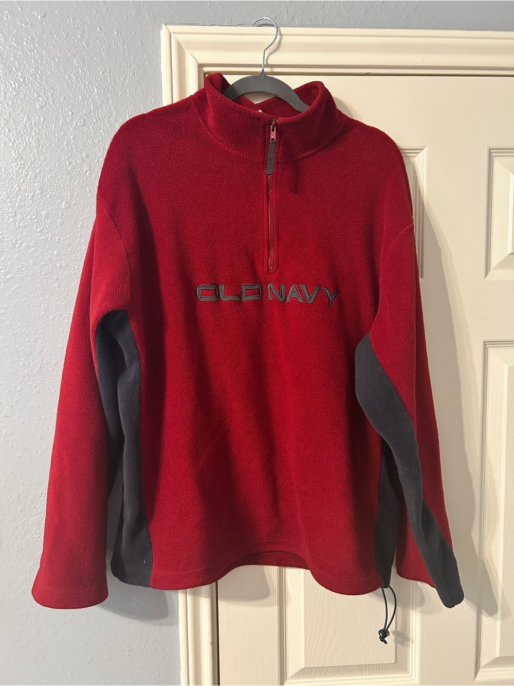 Old Navy Red and Dark Gray Quarter-Zip Fleece Pullover for Men